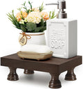 EOSAHR Decorative Wood Riser for Room Decor : Modern Farmhouse Pedestal Stand For Display Your Home Decoration and Soap Stand - Retro Wooden Tray for Bathroom and Kitchen Counter Decor (Rustic Brown)