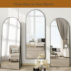 Dewfig Full Length Mirror, 71"*26" Arched Full Body Mirror with Stand, Large Floor Mirrors for Leaning or Hanging, Big Mirrors for Bedroom, Living Room,Dressing Room, Aluminum Alloy Frame, Black