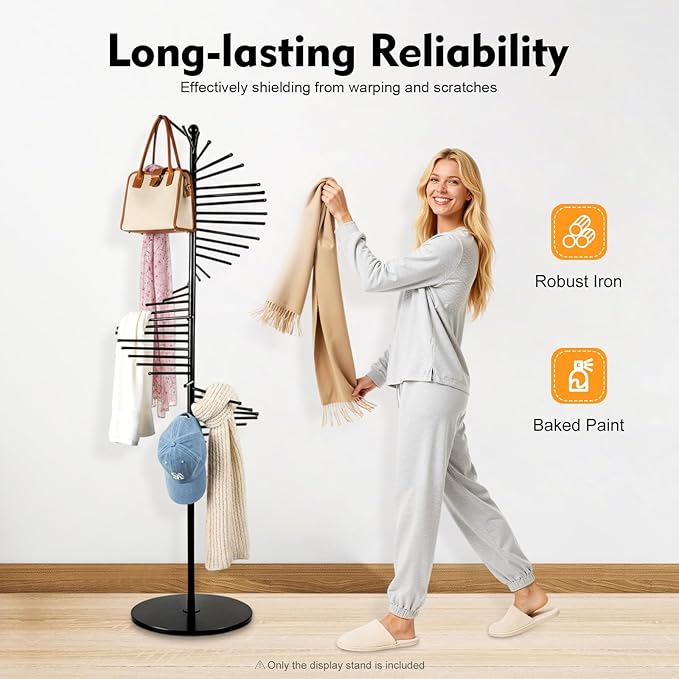 Freestanding Scarf Holder Stand,Spiral Scarf Display Rack,Holder Hijab Stand,Commercial Hijab Organizer,Scarves Rack,Metal Scarf Racks,Hijab Organizer,Belt Pants Hanger For Clothing Store Home (Black)