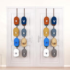 HapiRm Over Door Hat Rack - 4 Packs Metal Hanging Hat Organizer with 16 Hooks Design, Baseball Cap Hanger Organizer Storage Holds up to 80 Caps for Door, Bedroom, Closet（Brown）