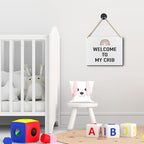 Lacosu Wall Pediments Baby Girl Nursery Wall Decor,Welcome To My Crib Hanging Nursery Sign,Crib Decorations for Baby Girls,Baby Girl Nursery Decor,Rainbow Nursery Decor,10x8 Inches