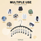 Legging Organizer for Closet, Metal Yoga Pants Hangers 2 Pack w/10 Clips Holds 20 Leggings, Space Saving Hanging Closet Organizer w/Rubber Coated Closet Organizers and Storage, Black