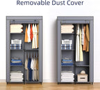 Portable Closet, Wardrobe Closet with 6 Storage Shelves and 2 Hanging Rods, Non-Woven Fabric Cover, 34.6 x 17.7 x 66.1 Inches Closet Organizer for Bedroom, Gray