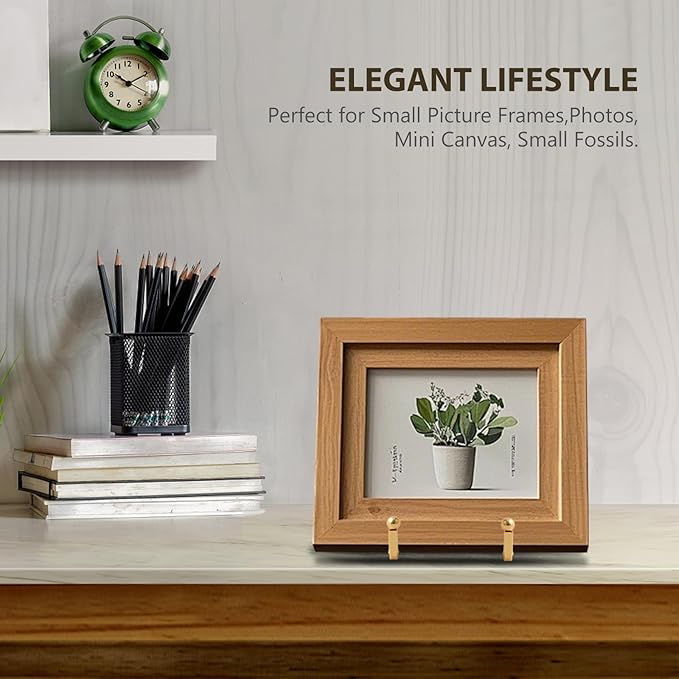 Plate Holder Easel Display Stand - 3 inch Metal Plate Stands for Display - Tabletop Picture Stand - Gold Iron Easels for Display Pictures | Photo Frames | Book | Decorative Plates | Plaque - 1 Pack