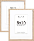KTKDE 8x10 photo frames, MDF wrapped wood grain paper photo frames with 5x7 pads or 8x10 without pads, tempered glass, 8 × 10 gallery wall installation or desktop home ideal gift