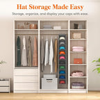 Lifewit Hat Organizer for Baseball Caps, Hat Rack Hanging Storage, Non-Woven Fabric Display Shelf Holds Up to 40 Hats, Cap Holder Hanger for Closet, Bedroom, 10 Compartments, Gray, 1 Pack