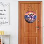 Harooni He is Risen Easter Wreaths for Front Door Decor He is Risen Sign Religious Floral Cross Door Wreath He Has Risen Easter Wooden Decorations 12in Spring Easter Door Hanger for Home Wall Proch