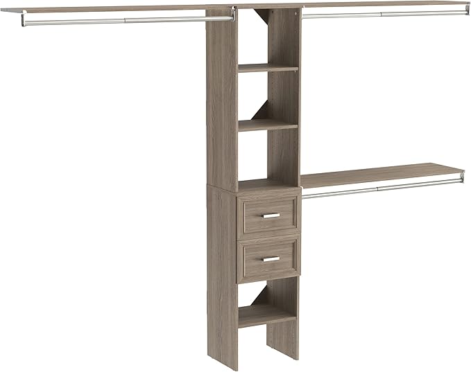 ClosetMaid SuiteSymphony Closet Organizer with Shelves and 2 Drawers, 16-Inch-Natural Gray