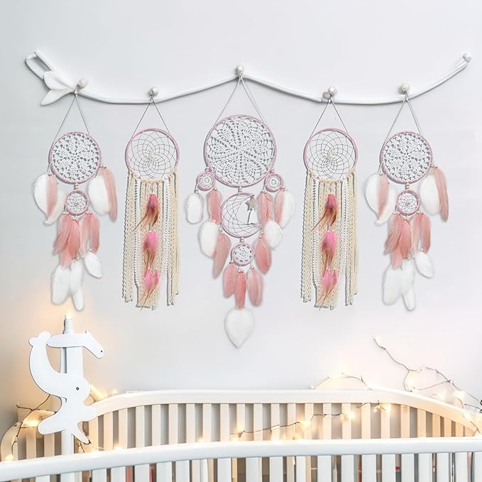Dream Catcher Wall Decor,Large Boho Dream Catcher with Luxurious Feathers & Beads, Handmade Wall Hanging for Bedroom,Living Room, Gift Ready for Girls & Adults (Black-Blue)