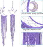 PATIKIL Moon Star Dream Catcher Decor, 39" Boho Dream Catcher Macrame Woven Wall Hanging for Home Decor Bedroom Accessories Cafes Wedding Decoration, Purple