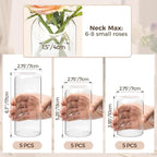ComSaf Small Flower Vase Set of 15, Glass Bud Vases in Bulk, Clear Vases for Flower, Decor Centerpiece for Bathroom, Decorative Vases for House Warming, Valentines' Day, Mother's Day, Thanksgiving Day