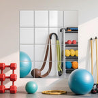 Ruomeng Home Gym Mirrors 14" x 12" x 16Pcs Wall Mounted Mirror Glass Frameless Full Length Mirror Tiles for Home Gym, Bedroom, Door & Bathroom