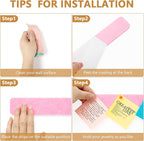 8 Packs Felt Pin Board Bar Strips Bulletin Board for Bedrooms Offices Home Wall Decoration, Notice Board Self Adhesive Cork Board with 50 Push Pins for Paste Notes, Photos, Schedules