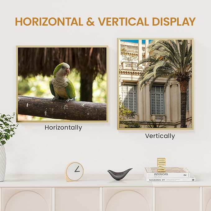 15x18 Aluminum Metal Picture Frame,Tempered Glass Gold Photo Frame 15x18 for Family Photo,Posters,Art,Document to Wall Mount Horizontally or Vertically