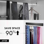 2Pack Tie Rack Wall Mounted, Wooden Belt Hanger Tie Organizer for Closet with 28 Folding Hooks, Space Saving Tie Holder and Belt Rack for Closet Wall Mount, Black