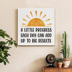 Inspirational Office Wall Art Decor, Motivational Add Up to Big Results Positive Quote Daily Affirmations Artwork Posters for Home Office Gym Classroom Decorations (8 X 8 Inches, Framed)