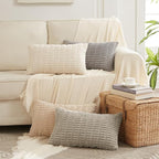 Fancy Homi 4 Packs Decorative Throw Pillow Covers for Living Room Couch Bed, Modern Farmhouse Boho Home Décor Accent Cushion Case, 24" x 16", Cream