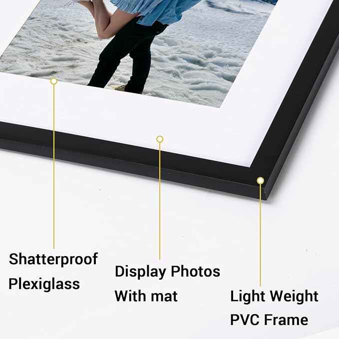 Rempry 12x16 Picture Frame, Display 8.5x11 Certificate Document Award with Mat or 12x16 Without Mat, Wall Hanging or Tabletop Photo Frame, Black, 1 Pack