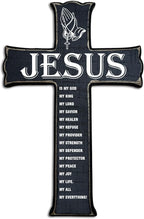 Cross Wall Decor - Black Scripture Wooden Cross For Wall - Gothic Wooden Hanging Signs Christian Easter Decor for Home Office Church Baptism - Christian Gifts for Men Women (Jesus) - A08
