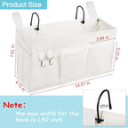 Loghot Bedside Caddy/Bedside Storage Bag Hanging Organizer for Bunk and Hospital Beds,Dorm Rooms Bed Rails,Can be Placed Glasses,Books,Mobile Phones,Keys (White)