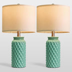 USumkky 20.5" Ceramic Table Lamps Set of 2 - Modern Farmhouse & Boho Style, Bedside Nightstand Lamps for Bedroom, Living Room End Table Lamps, Small Desk Lamp(Tiffany Blue)