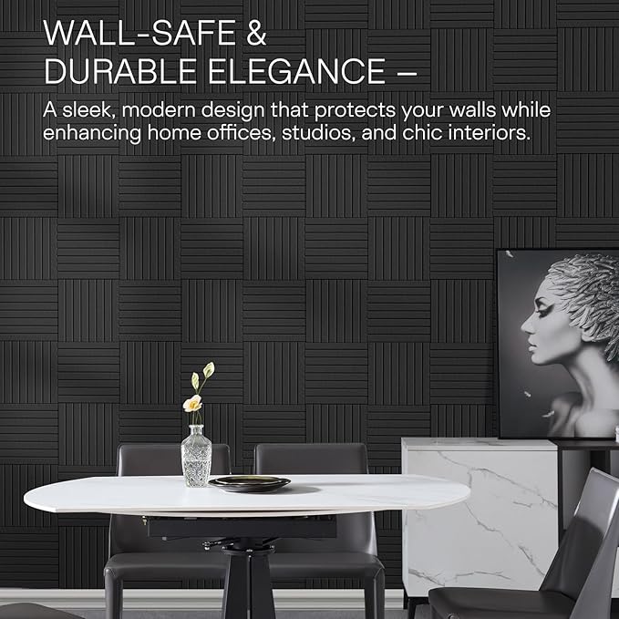 MaxGear Large Cork Boards for Walls 36" x 24", Charcoal Gray Felt Bulletin Board Tiles for Office Decor, 6 Pack Felt Wall Tiles with Slat Paneling, Push Pin Board Home Wall Organizer