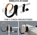 Graves Wreath Hanger,2 Packs Galvanise Headstone Wreath Stand, - Sturdy Steel with Locking Buckle,Easily Holds 20 lbs,Fit 1 to 5 Wide Inches Gravestones,Cemetery Decoratio,Black,Never Blown Away