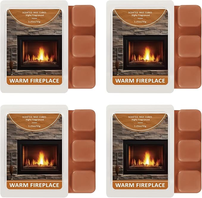 SCENTORINI Wax Melts, Warm Fireplace Scented Wax Melts, Summer Scent, Natural Soy Cubes for Candle Making, Wax Warmer, Home Christmas Decoration, Pack of 4