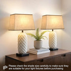 Rectangle Lamp Shades Set of 2, Top 7"x12.5", Bottom 9"x15", Height 10"，Large Beige Lampshades for Table Lamps Floor Lamps, Square Lamp Shade Replacement, Spider, Harp Holders Included, Easy Assembly