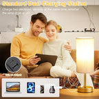 Dicoool Small Touch Bedside Lamp with USB - 3 Way Dimmable Gold Table Lamp for Bedroom, Nightstand Lamp with Gold Charging Station for Desk Dorm, Office