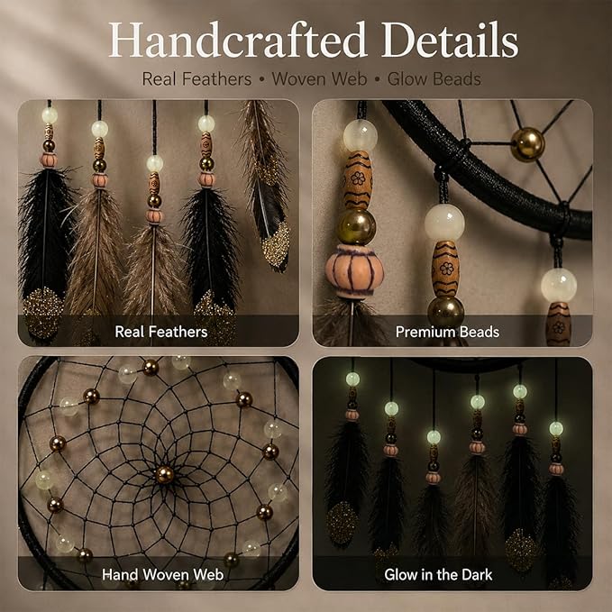 Dream Catchers Handmade Feather Native Home Wall Decoration Black