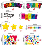 gisgfim Classroom Bulletin Board Decoration Set Welcome Banner Wall Door Decor Colorful Classroom Decorations for Kindergarten Preschool Elementary and Middle School(Awesome Things Start Here!)