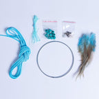 FANDOL DIY Dream Catcher Beginner Kit, Making Dream Catcher Supplies Include Metal Hoop, Feathers, Faux Suede Cord, Thread, Wood Beads (Sky Blue)