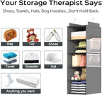 Deep Hanging Closet Organizers and Storage, Closet Hanging Storage Shelves with 5 Shelves and 4 Mesh Pockets, Heavy-Duty Closet Organizer for Clothes, Hats, and RVs and Dorm Essential,1-Pack, Grey