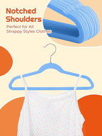 HOUSE DAY 14 Inch Kids Velvet Hangers 50 Pack, Durable Big Kids Hanger for Youth, Non Slip Kid Felt Hangers, Cute Childrens Hanger for Closet, Blue