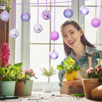 Zhanmai 12 Pcs Spring Balls Ornaments Butterfly Ball Hanging Decorations Lavender Flower Theme Ball Decorations for Holiday Easter Home Party Favors Decor(Spring)