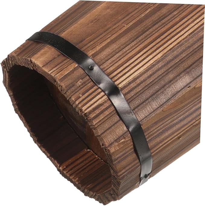 MAGICLULU Handmade Carbonized Wood Stand Modern Umbrella Stand Storage Tube for Umbrellas Walking Sticks and Decorative Fans Indoor Outdoor