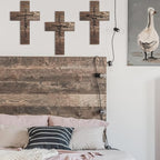Jetec 3 Pieces Easter Faith Love Hope Cross Sign Crosses Wall Decor Wood Wall Hanging Rustic Cross Vintage Religious Love Art Decor Farmhouse Home Hanging Decorations, 12 x 8 Inch(Brown)