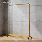 Gold pipe clothing rack with Bottom Shelf,rolling clothes rack heavy duty,garment racks for hanging clothes,Hanging Rack Closet Organizer for Bedroom,Retail (gold)