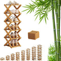 9 Tier Bamboo Shoe Rack, Foldable Shoe Rack, Shoe Rack, Ertical Shoe Organizer for Small Spaces, No Assembly Narrow Shoe Shelf for Entryway Closet Dorm (Yellow, 6 Layers)