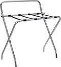 Kings Brand Furniture - Metal Foldable Luggage Rack, Suitcase Stand with Back, Perfect for Guest Room, Bedroom Hotel, Chrome/Black