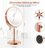 DEIOVWXS Makeup Mirror, 3000mAh Rechargeable Double-Sided Magnifying Vanity Mirror with 3 Colors, 1X/10X, Adjustable Brightness, Gifts for Mom, Mothers Day, Women, Wife, Girls, Dorm Room Essential
