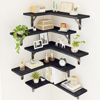 Fixwal Corner Shelves Wall Mounted Set of 5, Floating Shelves for Wall Bathroom, Kitchen, Bedroom, Home Decor, Laundry Room, Living Room (Black)