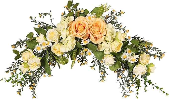 Floral Swag Decorative Swag Silk Roses Wedding Arch Flowers Garland for Door Wall Lintel Garden Celebration Style 1