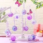 Zhanmai 12 Pcs Spring Balls Ornaments Butterfly Ball Hanging Decorations Lavender Flower Theme Ball Decorations for Holiday Easter Home Party Favors Decor(Spring)