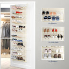 Whitmor 36 Pair Over The Door Shoe Organizer, 12 Tier Hanging Shoe Organizer, Heavy Duty Metal & Mesh Shoe Holder, Hanging Shoe Rack for Closet Organizer & Storage, 69"L x 21.7"W x 7.5"H, Beige