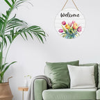 Spring Decorations for Home Spring Door Decor Mason Jar Tulip Wall Decor Wooden Tulip Wreaths for Front Door Hanger Welcome Sign for Porch Wall Indoor Home Decor (Tulip)