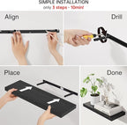 BAYKA Floating Shelves for Wall, 22.5 inches Black Wall Shelves for Bathroom, Bedroom, Living Room, Kitchen & Book, Hanging Display Decor Organizer Shelf with 22 lbs Capacity