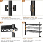 Wall Mounted Garment Rack, Industrial Pipe Metal Clothing Rack with 6 Hanging Rods (4 Expandable) & 8 Shelves, Closet Organizers and Storage System for Bedroom, Walk in Closet