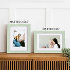 Egofine 5x7 Picture Frames Set of 4, Made of Solid Wood Covered by Plexiglass 3.5x5 and 4x6 with Mat or 5x7 without Mat, for Table Top Display and Wall Mounting Photo Frame Rustic Green